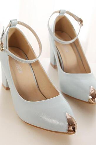 Elegant Pointed Toe Chunky Heel Fashion Shoes